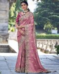 Women Embroidery Saree with Unstitched Blouse Piece