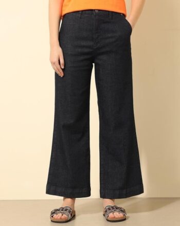 High Rise Wide Jeans with Fixed Waist