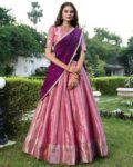 Women Woven Flared Lehenga Choli Set