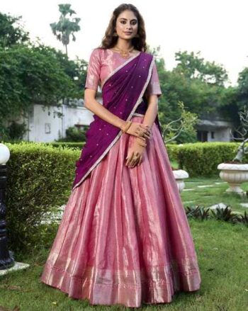 Women Woven Flared Lehenga Choli Set