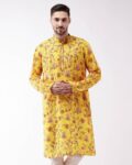 Floral Print Long Kurta with Mandarin Collar
