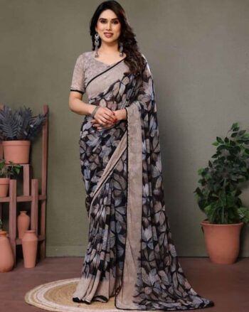 Women  Silk Printed  Saree With Blouse Peice