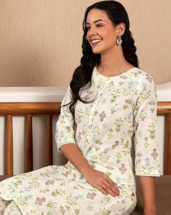Floral Print Straight Kurta Suit Set