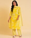 Women Embroidered Straight Kurta with Pants & Dupatta