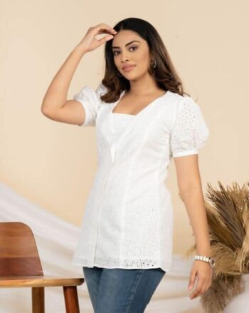 Embroidered Lapel Collared Tunic