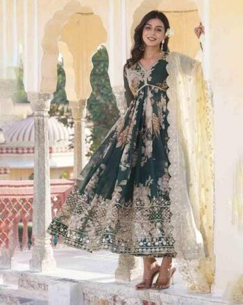 Women Embroidered A-Line Kurta & Pants with Dupatta