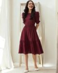 Women Round-Neck Tiered Dress