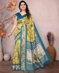 Women Printed Saree with Contrast Border