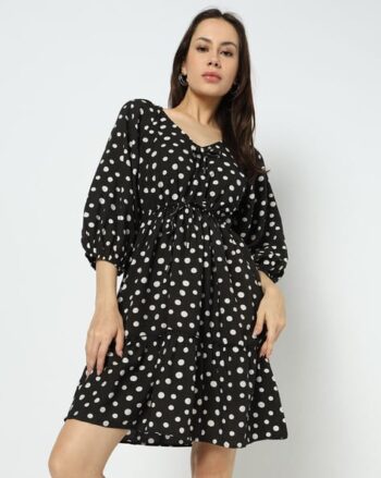 Women Polka-Dot Print Fit & Flare Dress