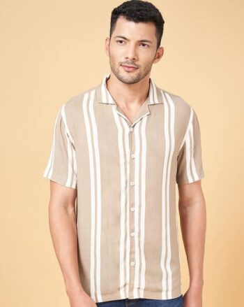 Men Regular Fit Shirt with Cuban Collar