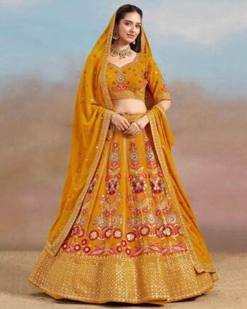 Women Embroidered Flared Lehenga Choli Set