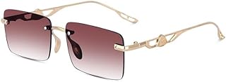 UV Protected Retro Rectangular Rimless Sunglasses for Men and Women