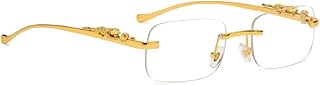Mc Stan Rimless Men and Womens Sunglasses Retro Luxury Gold Metal Frameless Rectangle Leopard Arms Colored Lens Shades