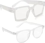 Transparent Clear Lens Square Sunglasses Spectacle Frames for Men and Women Pack Of 2