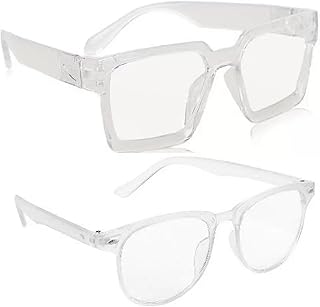 Transparent Clear Lens Square Sunglasses Spectacle Frames for Men and Women Pack Of 2