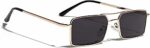 Karan Aujla Mens Classic Retro Frame Vintage Narrow Rectangular Pimp Metal Sunglasses Goggles