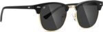 Semi-Rimless Polarized Sunglasses for Men Women, Square Sunglasses for UV Protection