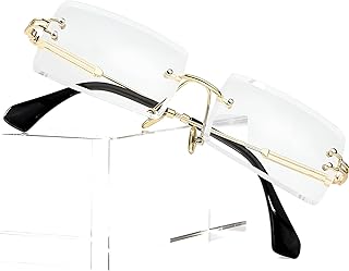 Vintage Rimless Sunglasses Rectangle Frameless Glasses Women Men