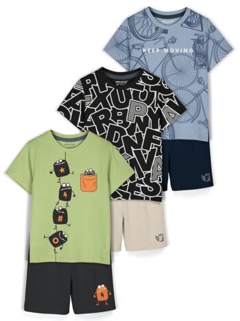 HELLCAT Boys Dress Clothing Set Combo with Tshirts & Shorts - Pack 3/
