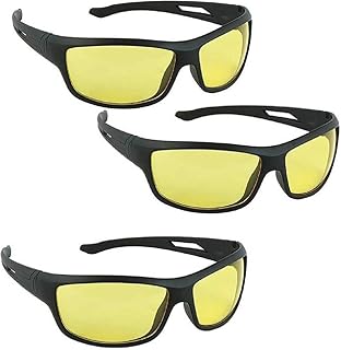 ARICKS UV Protection Wrap Around Eye protection Driving - Riding Day and Night Sunglasses For Men's and Women's ((Yellow) - Pack of 3)