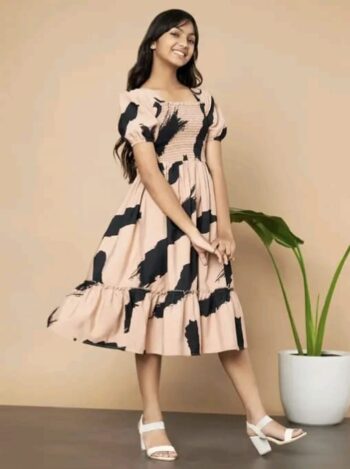 Girls A-Line Midi Dress | Stylish Western Wear for Girls