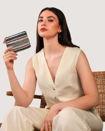 Embellished Coin Pouch with Zip Closure