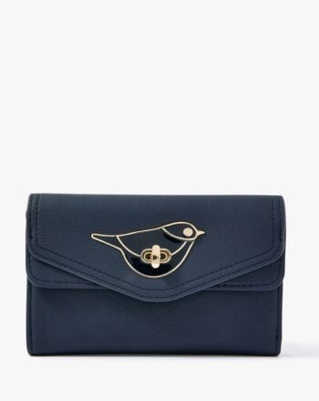 Tri-Fold Wallet with Metallic Bird Accent