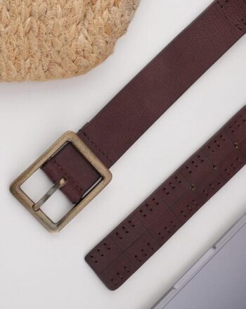 Men Wide Belt with Tang Buckle Closure