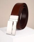 Men Logo Embossed Belt with Tang Buckle Closure