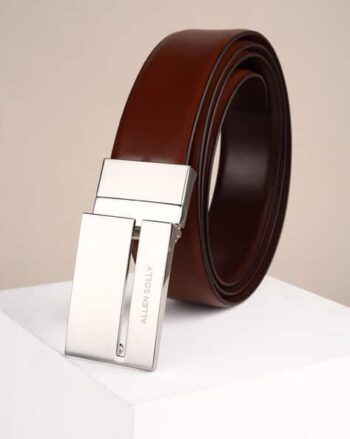Men Logo Embossed Belt with Tang Buckle Closure