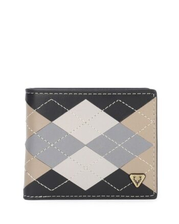 Men Checked Genuine Leather Bi-Fold Wallet