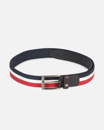 Men Striped Belt with Pin-Buckle Closure