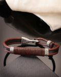 Men Leather Wide Belt & Bracelet