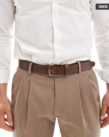 Leather Belt with Burnished Buckle