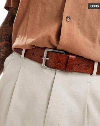 Men Genuine Leather Belt with Buckle Closure