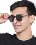 Men Black Lens Black Rectangle Sunglasses - CLSM019