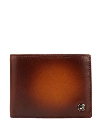 Men Bi-Fold Wallet with Metal Logo Accent