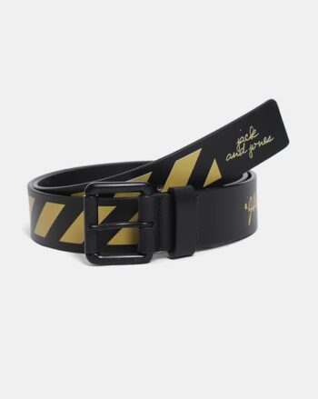 Typographic Print Belt with Tang-Buckle Closure