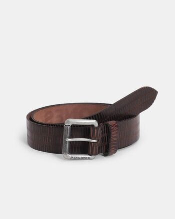 Men Striped Slim Belt with Tang Buckle Closure