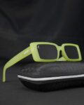 Sage Green Full-Rim Rectangular Sunglasses