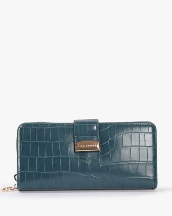 Croc-Embossed Zip-Around Wallet