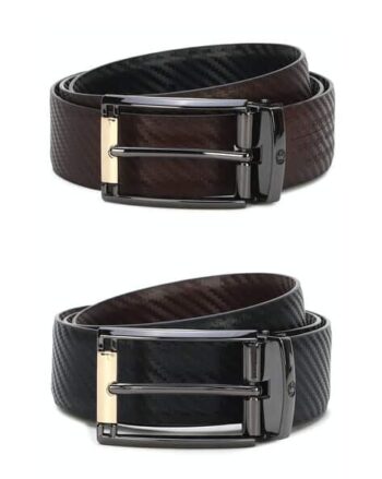Geometric Pattern Leather Reversible Belt