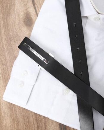 Men Genuine Leather Belt with Pin-Buckle Closure