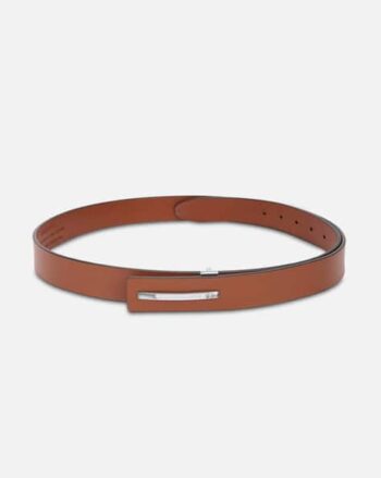 Men Double Pin-Buckle Closure Leather Belt