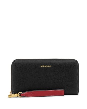 Women Zip-Around Wallet with Metal Logo Accent
