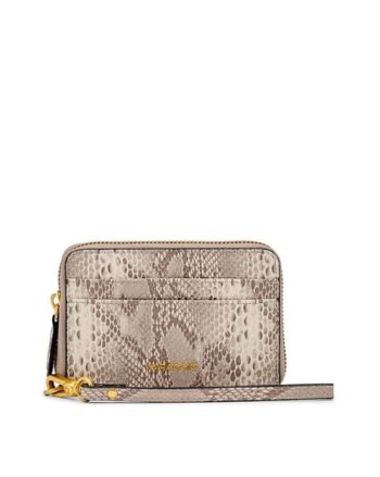 Women Zip-Around Travel Wallet with Metal Logo Accent