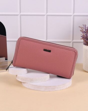 Women Zip-Around Wallet with Metal Accent