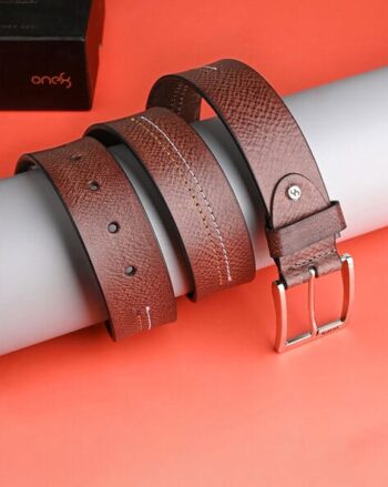 Men Leather Slim Belt with Buckle Closure