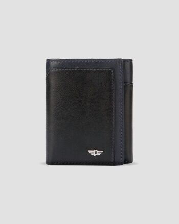 Men Tri-Fold Wallet with Metal Accent
