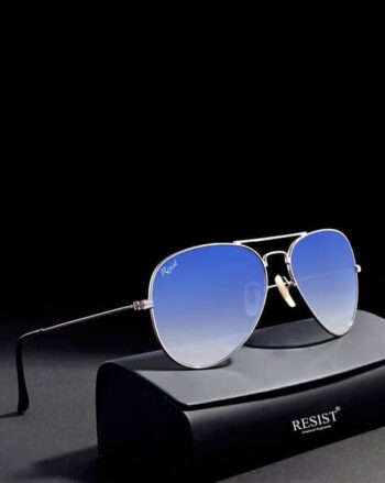 UV Protected Silver Blue Gradient Aviator Sunglasses for Men and Women